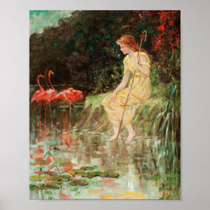 Maiden with Flamingos   Frederick Stuart Church Poster