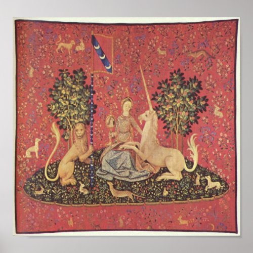 Maiden with Unicorn  Unicorn  15th century Poster