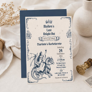 Maiden's Last Knight Out Medieval Bachelorette Invitation