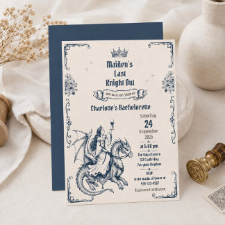 Maiden's Last Knight Out Medieval Bachelorette Invitation