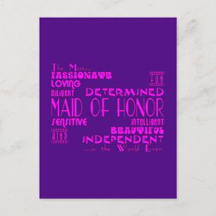 Maids of Honor Wedding Party Favors : Qualities Postcard