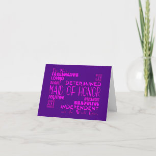 Maids of Honor Wedding Party Favors : Qualities Thank You Card