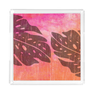 Maikai Hawaiian Monstera Leaf Tie-Dye Blend Acrylic Tray