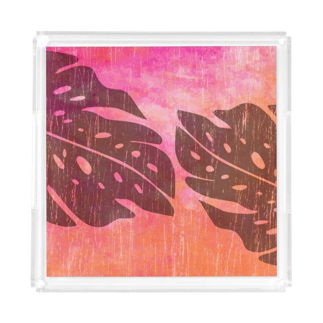 Maikai Hawaiian Monstera Leaf Tie-Dye Blend Acrylic Tray (Front)