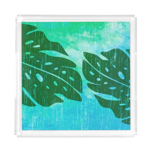 Maikai Hawaiian Monstera Leaf Tie_Dye Blend Acrylic Tray