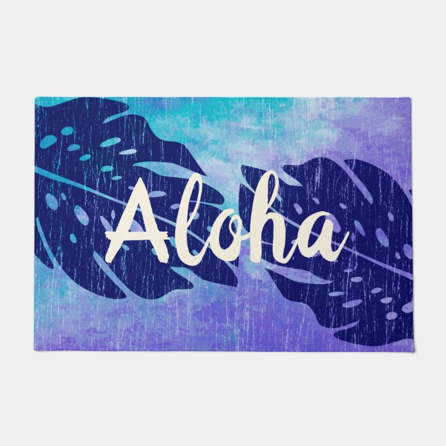 Maikai Hawaiian Monstera Leaf Tie-Dye Blend Aloha Doormat (Front)