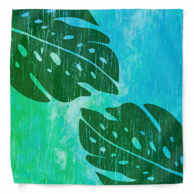 Maikai Hawaiian Monstera Leaf Tie-Dye Blend Bandana (Front)