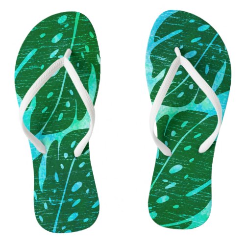 Maikai Hawaiian Monstera Leaf Tie_Dye Blend Flip Flops