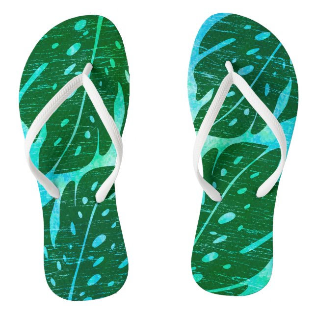 Maikai Hawaiian Monstera Leaf Tie-Dye Blend Flip Flops (Footbed)
