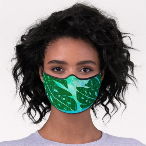 Maikai HawaiianMonstera Leaf Tie_Dye Blend Green Premium Face Mask