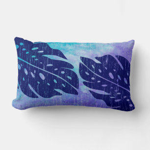Maikai Hawaiian Monstera Leaf Tie-Dye Blend Lumbar Pillow