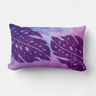 Maikai Hawaiian Monstera Leaf Tie-Dye Blend Lumbar Pillow