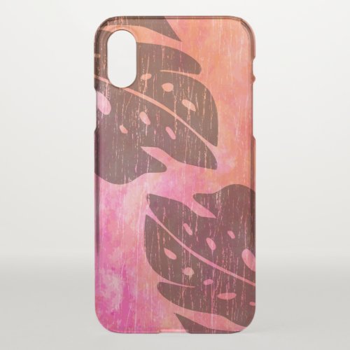 Maikai Hawaiian Monstera Leaf Tie_Dye Blend Pink iPhone X Case