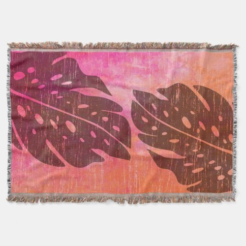 Maikai Hawaiian Monstera Leaf Tie_Dye Blend Throw Blanket