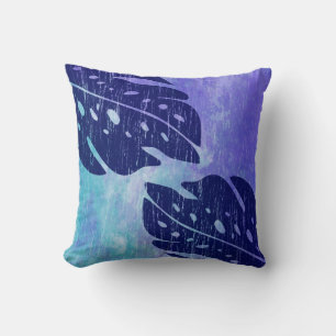 Maikai Hawaiian Monstera Leaf Tie-Dye Blend Throw Pillow