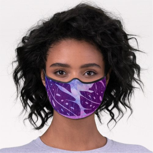 Maikai HawaiianMonstera Leaf Tie_Dye Blend Violet Premium Face Mask