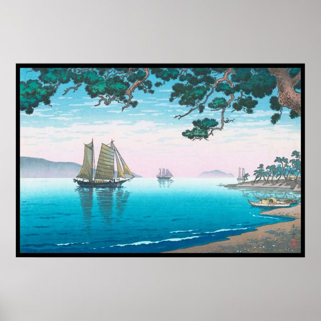 Maiko Beach Tsuchiya Koitsu waterscape shin hanga Poster (Front)