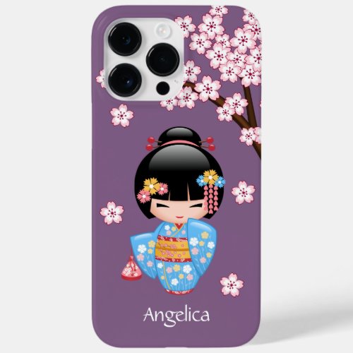 Maiko Kokeshi Doll _ Blue Kimono Geisha Girl Case_Mate iPhone 14 Pro Max Case