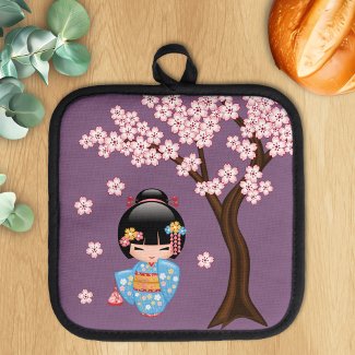 Maiko Kokeshi Doll - Blue Kimono Geisha Girl