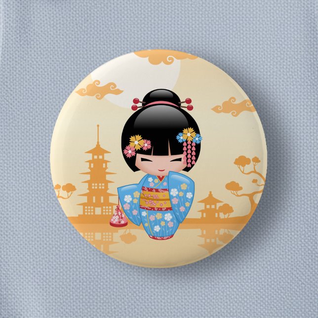 Maiko Kokeshi Doll - Cute Japanese Geisha Girl Button (Creator Uploaded)