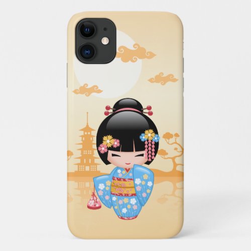 Maiko Kokeshi Doll _ Cute Japanese Geisha Girl iPhone 11 Case