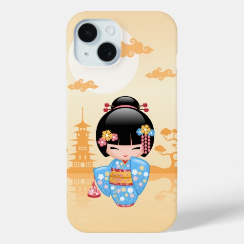 Maiko Kokeshi Doll _ Cute Japanese Geisha Girl iPhone 15 Case