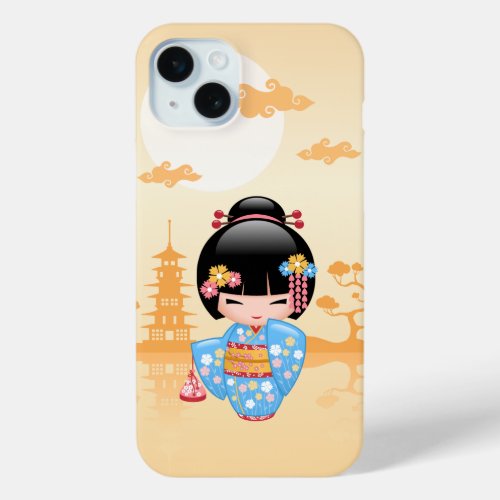 Maiko Kokeshi Doll _ Cute Japanese Geisha Girl iPhone 15 Plus Case