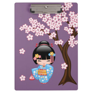 Maiko Kokeshi Doll - Cute Japanese Geisha Girl Clipboard
