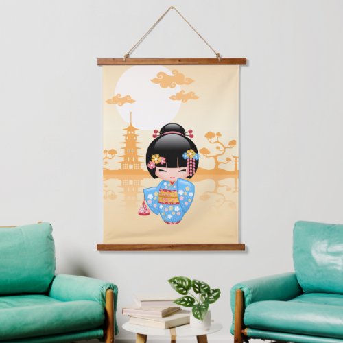 Maiko Kokeshi Doll _ Cute Japanese Geisha Girl Hanging Tapestry