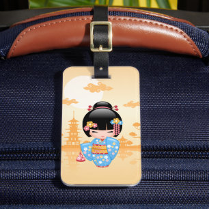 Maiko Kokeshi Doll - Cute Japanese Geisha Girl Luggage Tag