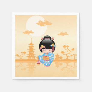 Maiko Kokeshi Doll - Cute Japanese Geisha Girl Napkins