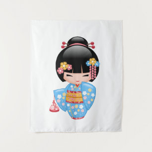 Maiko Kokeshi Doll - Cute Japanese Geisha Girl Tapestry