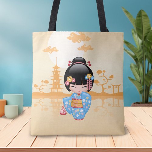 Maiko Kokeshi Doll _ Cute Japanese Geisha Girl Tote Bag