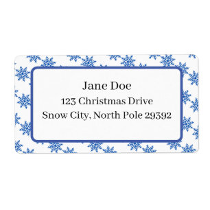 Mail Address Blue & White Winter Season Snowflake Label