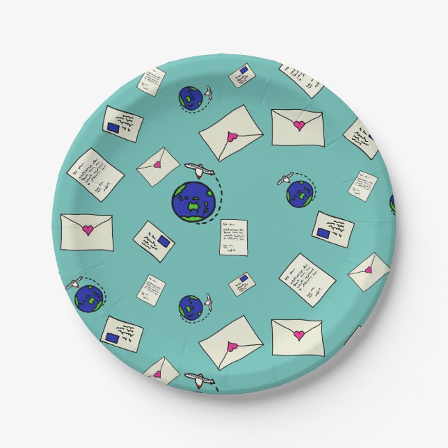 Mail Around The World Paper Plates (Front)