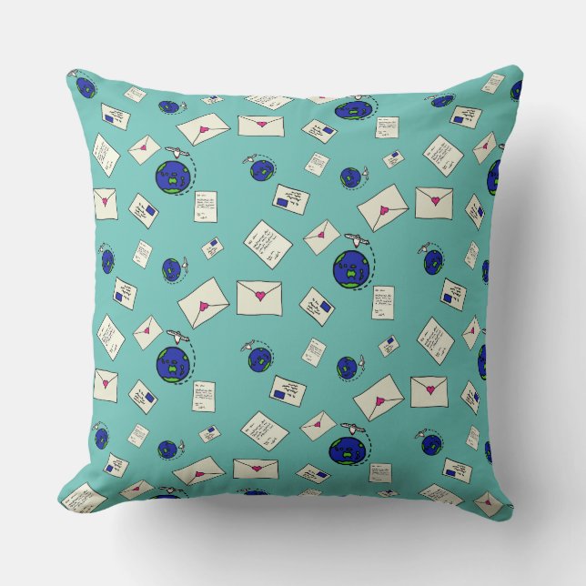 Mail Around The World Throw Pillow (Front)