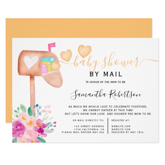 Mail box floral watercolor baby shower by mail invitation