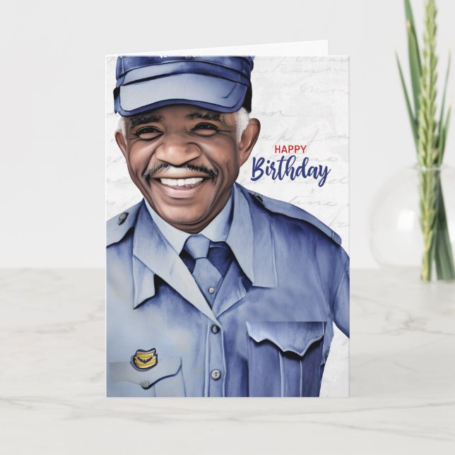 Mail Carrier African American Male Birthday Card (Front)
