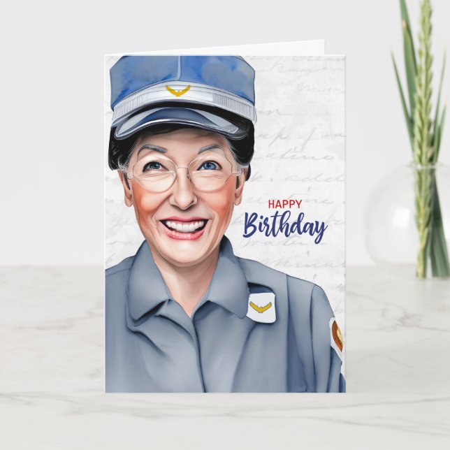 Mail Carrier Caucasian Female Postal Birthday Card (Front)