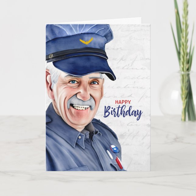 Mail Carrier Caucasian Male Male Postal Birthday Card (Front)