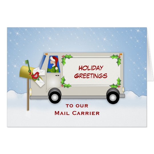 Mail Carrier Christmas Card-Mail Truck-Mail Box Card