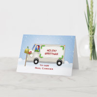 Mail Carrier Christmas Card-Mail Truck-Mail Box