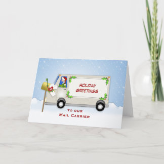 Mail Carrier Christmas Card-Mail Truck-Mail Box Holiday Card