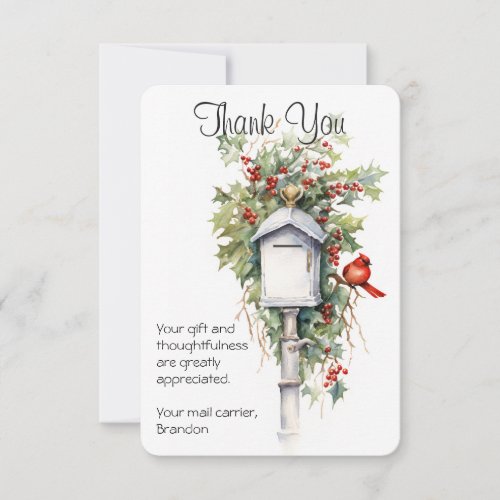 Mail Carrier Christmas Mailbox Thank You Card