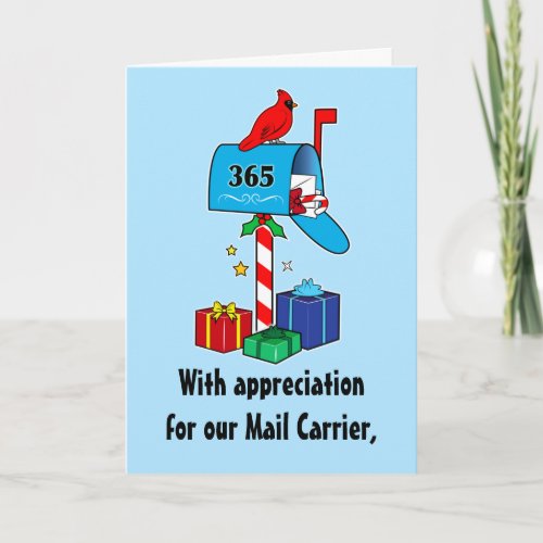 Mail Carrier Christmas Mailbox with Packages Card