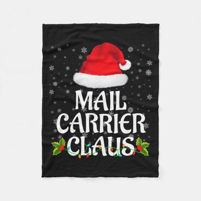 Mail Carrier Claus Christmas Lights Pajama Family  Fleece Blanket (Front)