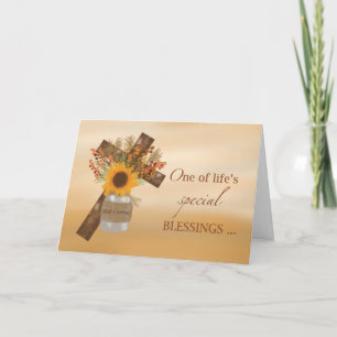 Mail Carrier Cross Blessing at Thanksgiving Vase Card