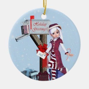 Mail Carrier Elf Mailbox and Gifts Ornament