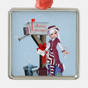Mail Carrier Elf Mailbox Gifts Silver Ornament