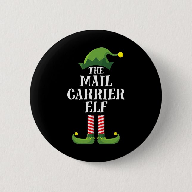 Mail Carrier Elf Matching Family Group Christmas P Button (Front)